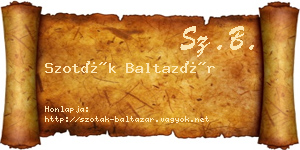 Szoták Baltazár névjegykártya